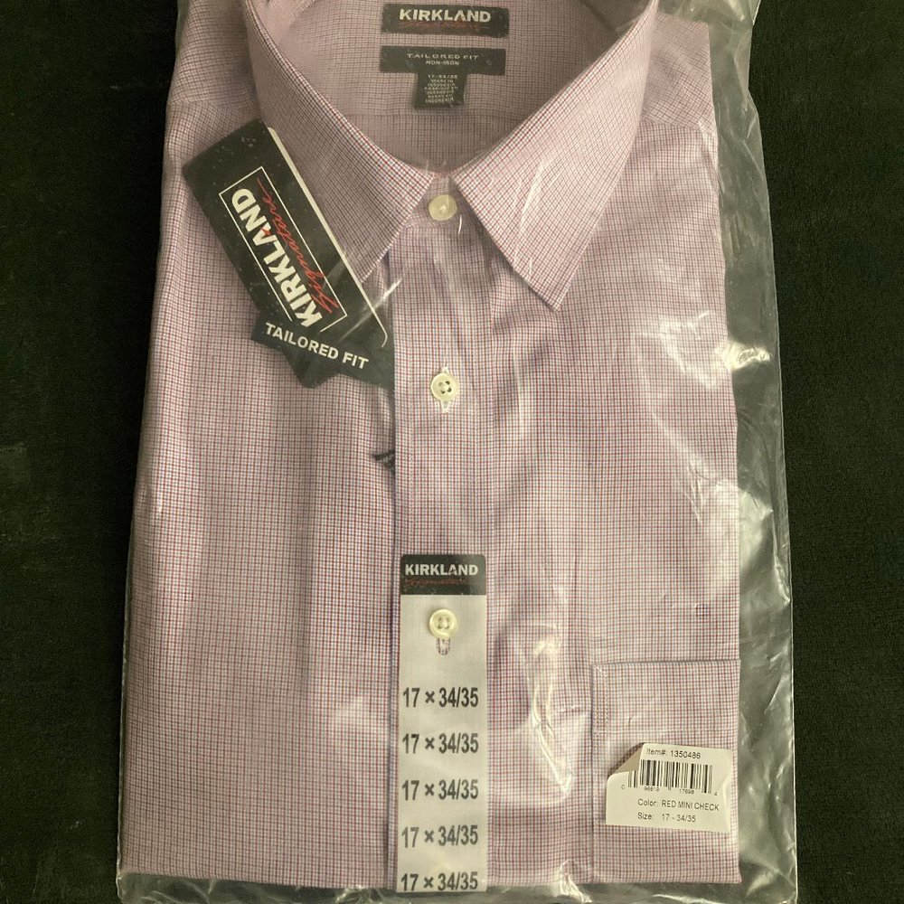 Mens shirt size 17 x 34/35 mini check color red white and blue
